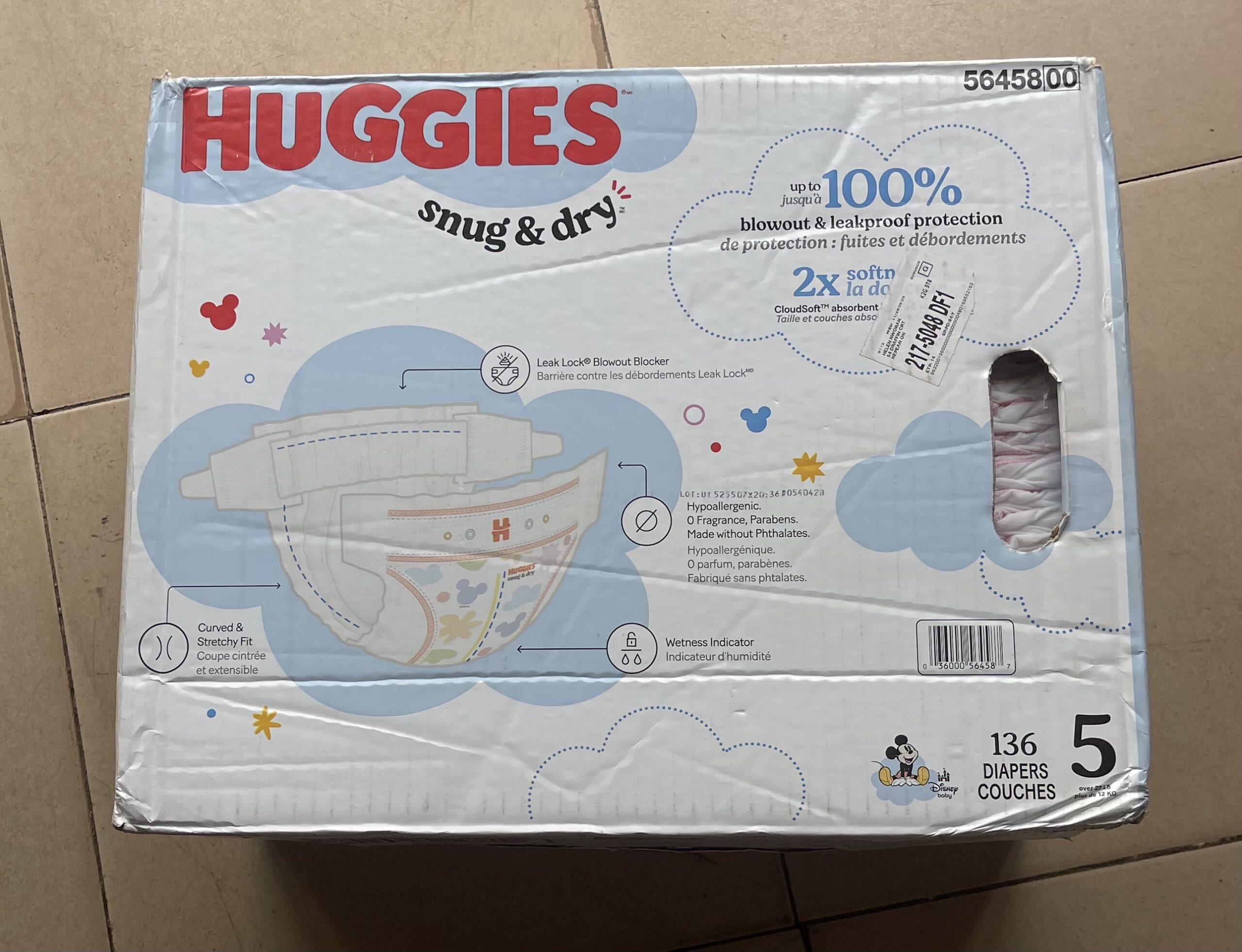 HUGGIES SIZE 5&6 DIAPERS SNUG &DRY