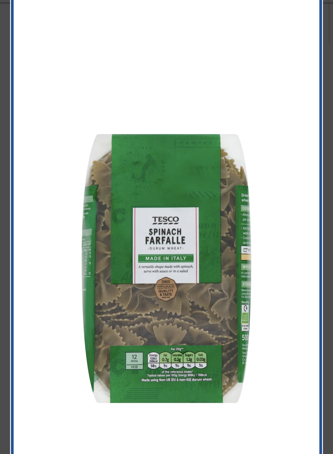 TESCO SPINACH FARFALE
